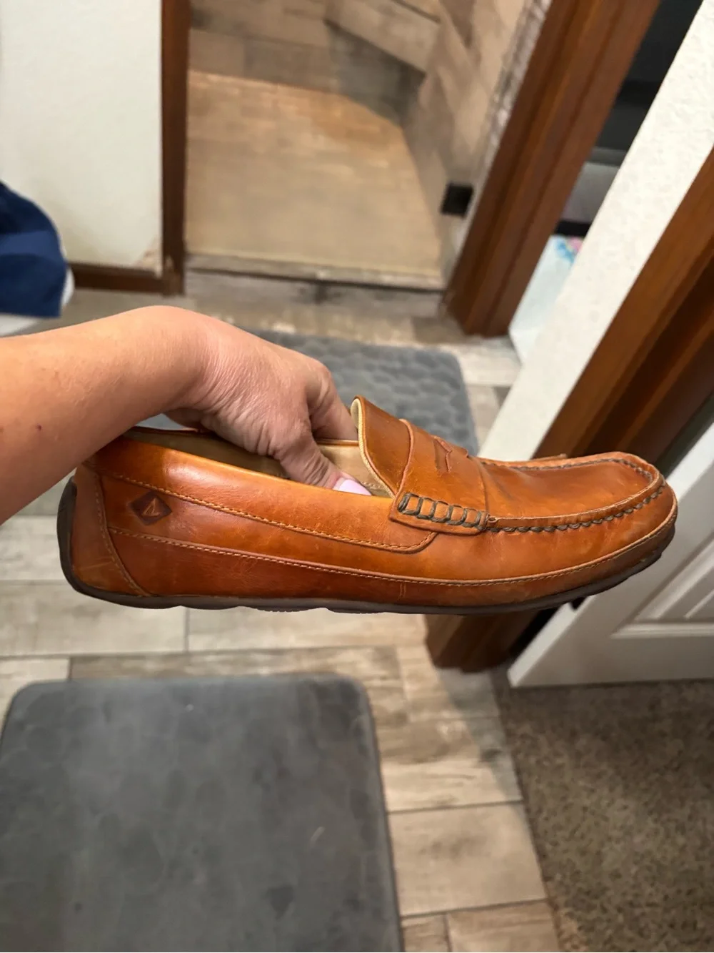 Sperry Men’s Leather Penny Loafers in Cognac Brown